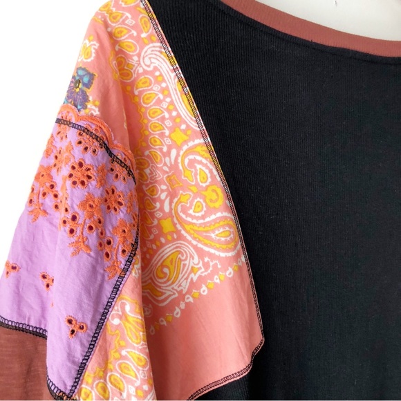 SOLD♏️Free People We The People Feelin It Patchwork Ballon Sleeve Top Size M - Picture 8 of 12